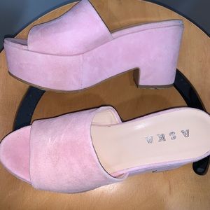 ASKA Baby Pink Platform Sandals Size 40 IT / US 10